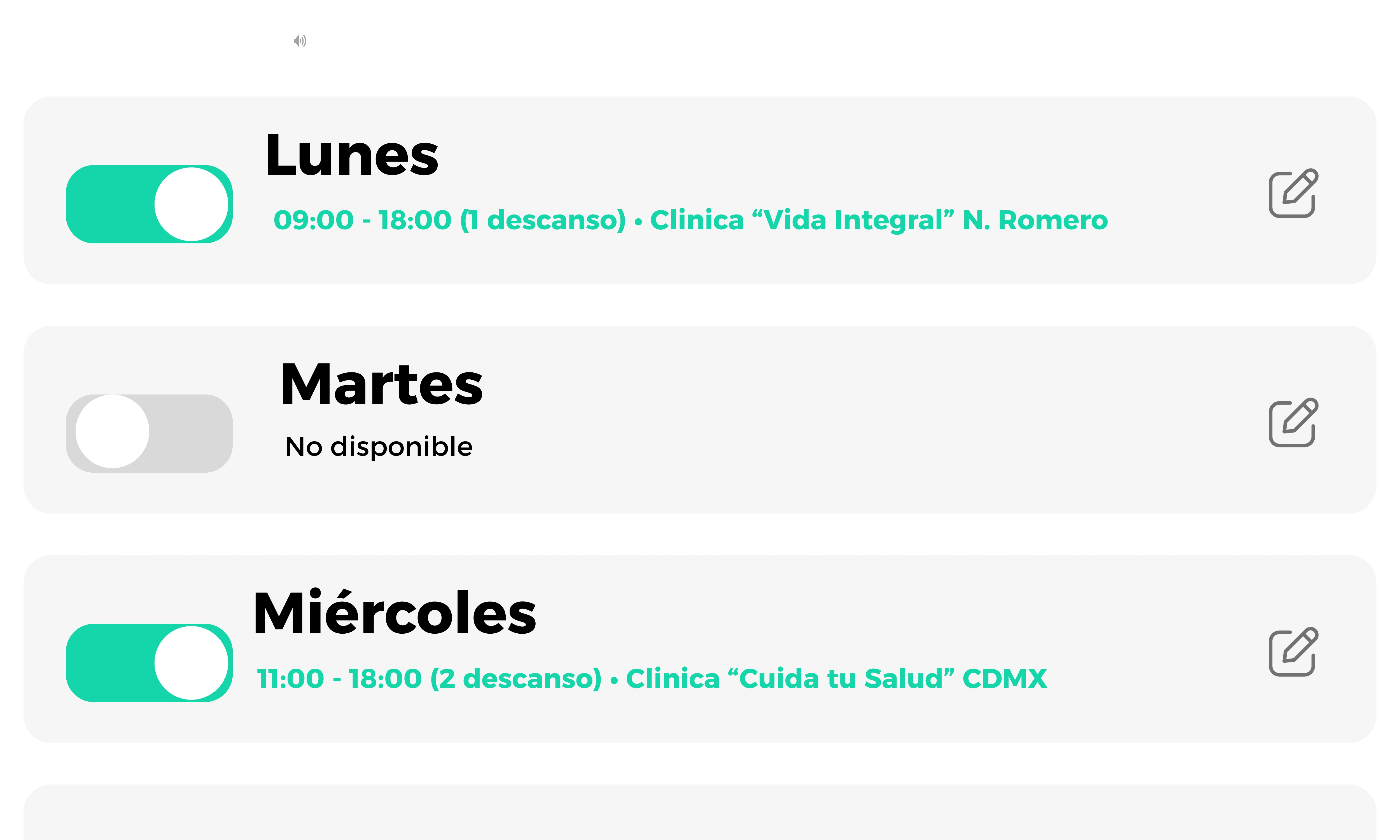 Configuración de Horario